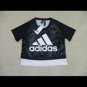 Adidas Shirt Black White Spell  Trefoil Logo Strip